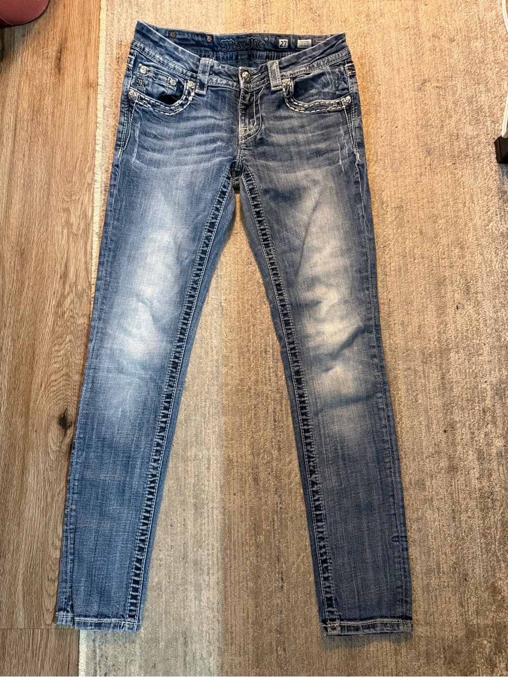 Miss Me Skinny Washed Blue Denim Jeans